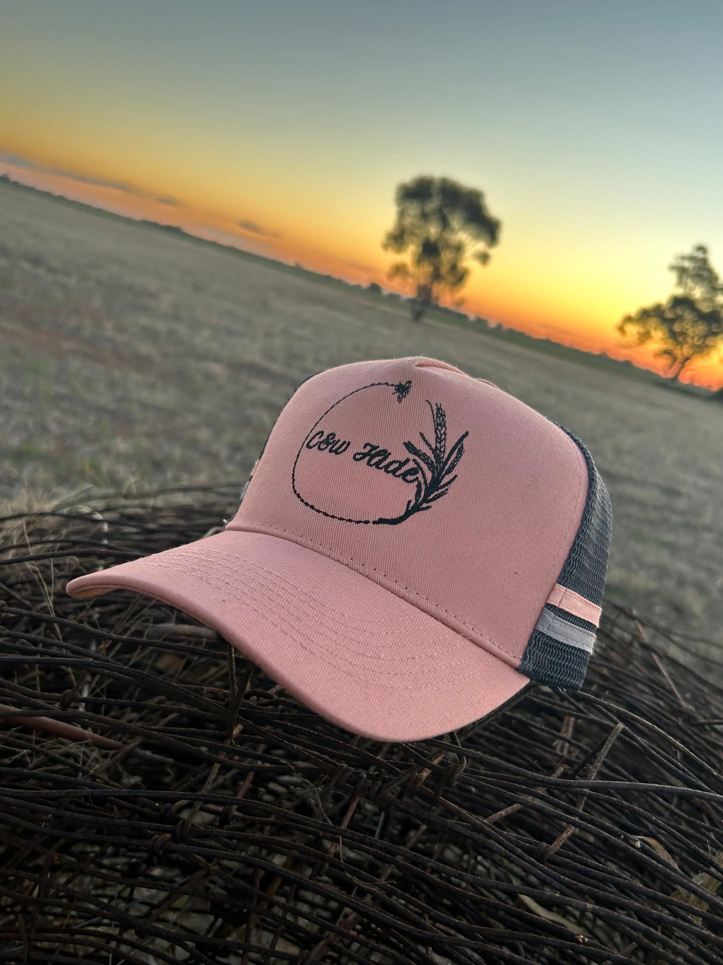 TRUCKER CAP PRE-ORDER - C&W Hide stone pink trucker cap