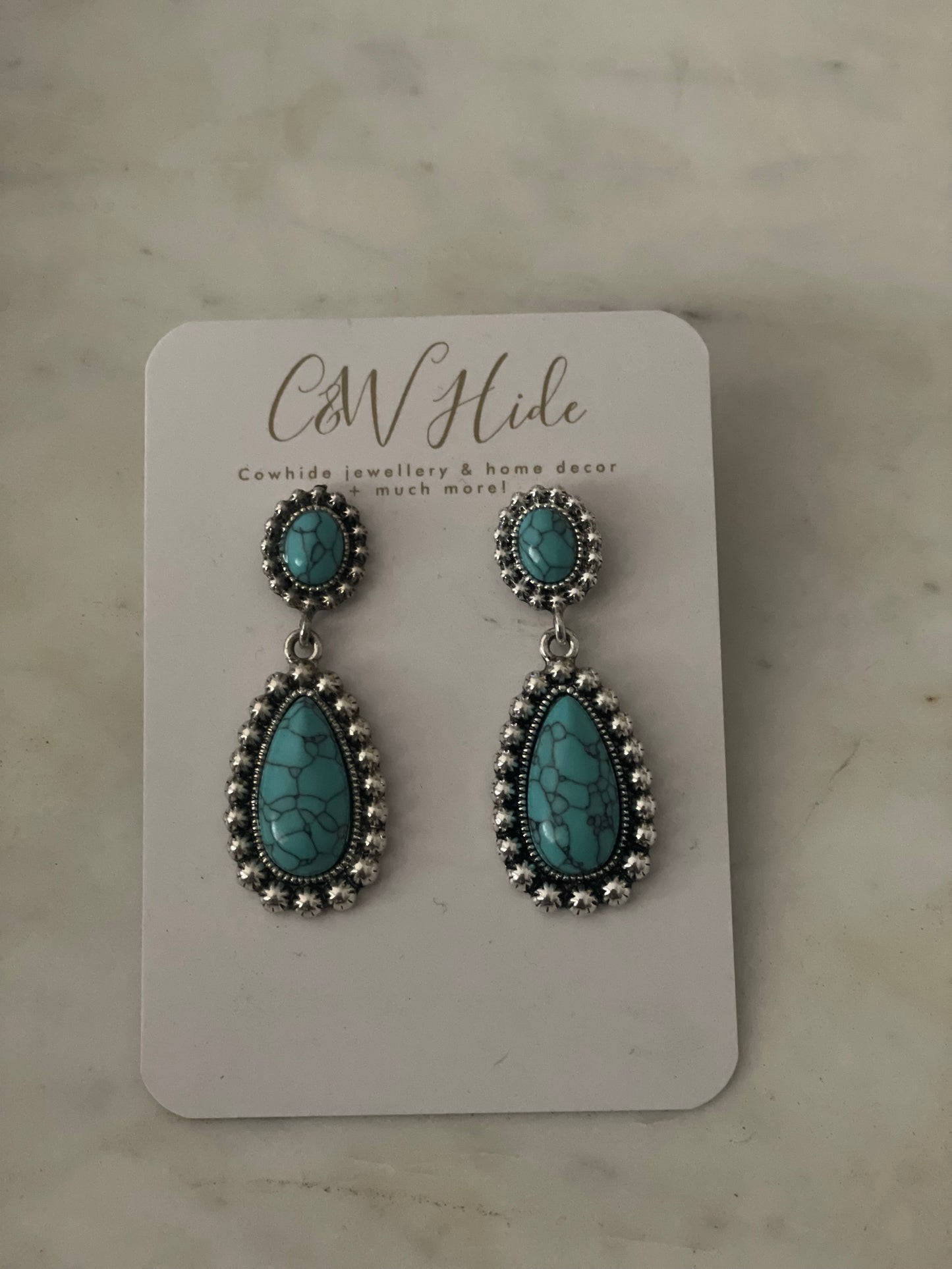 Turquoise tear drop dangle earrings