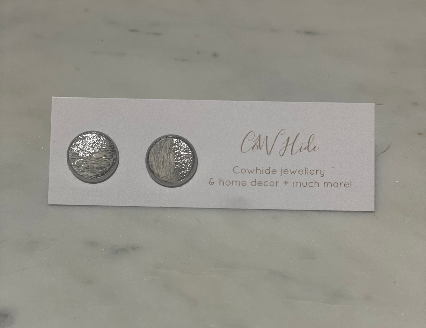 10mm silver acid washed Cowhide stud