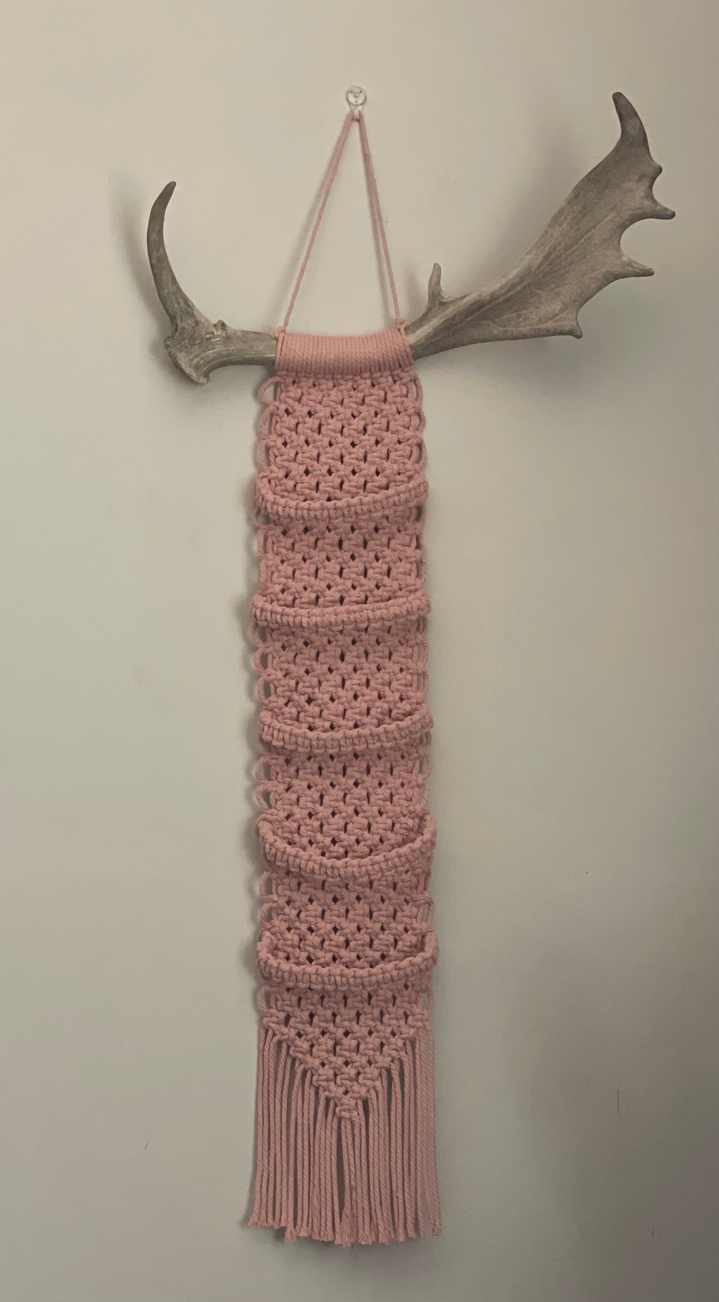 Macramé real antler 5 cap hanger!