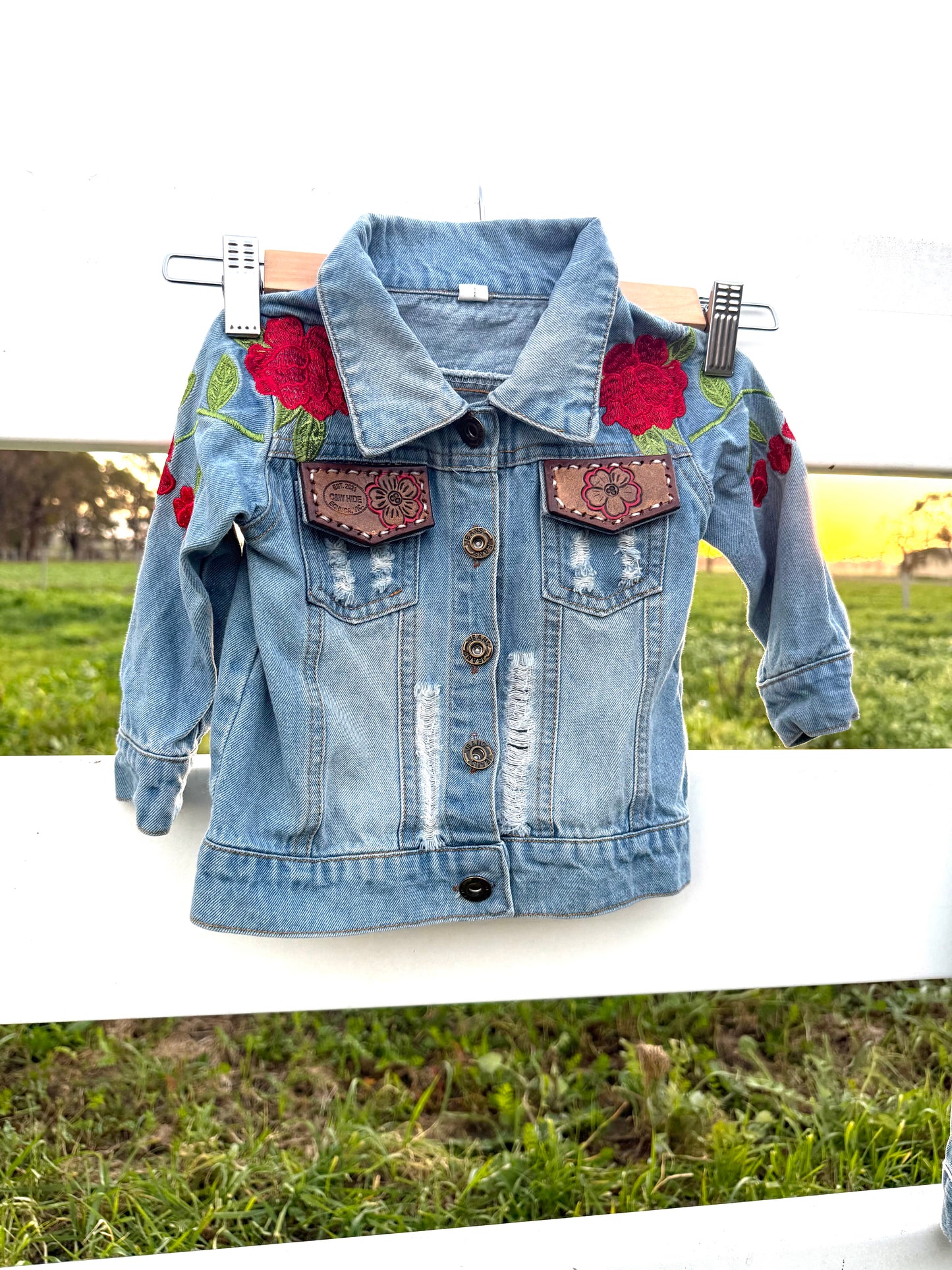 Little Darlin Red Rose Denim jacket