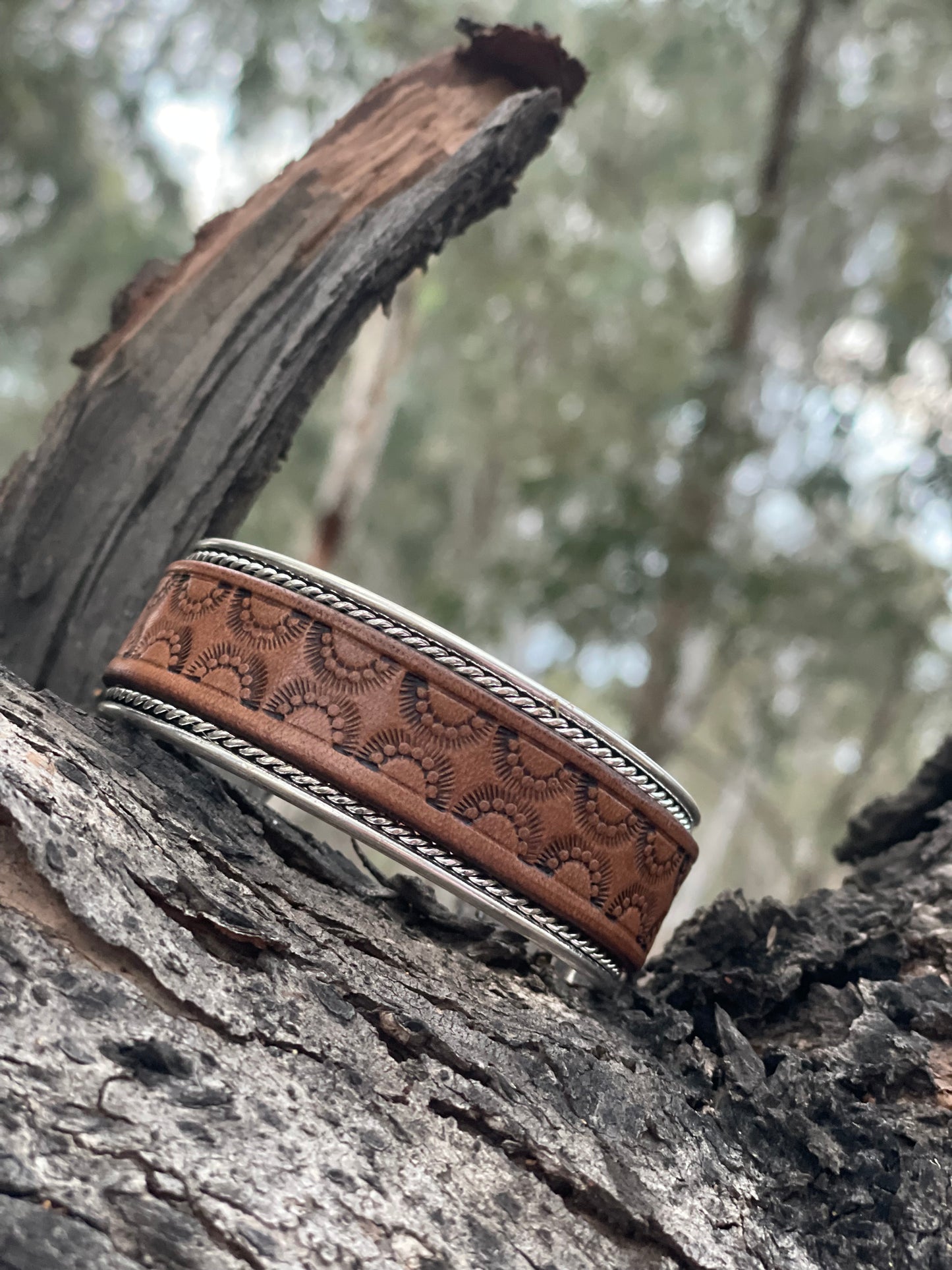 Tooled Leather cuff bracelet