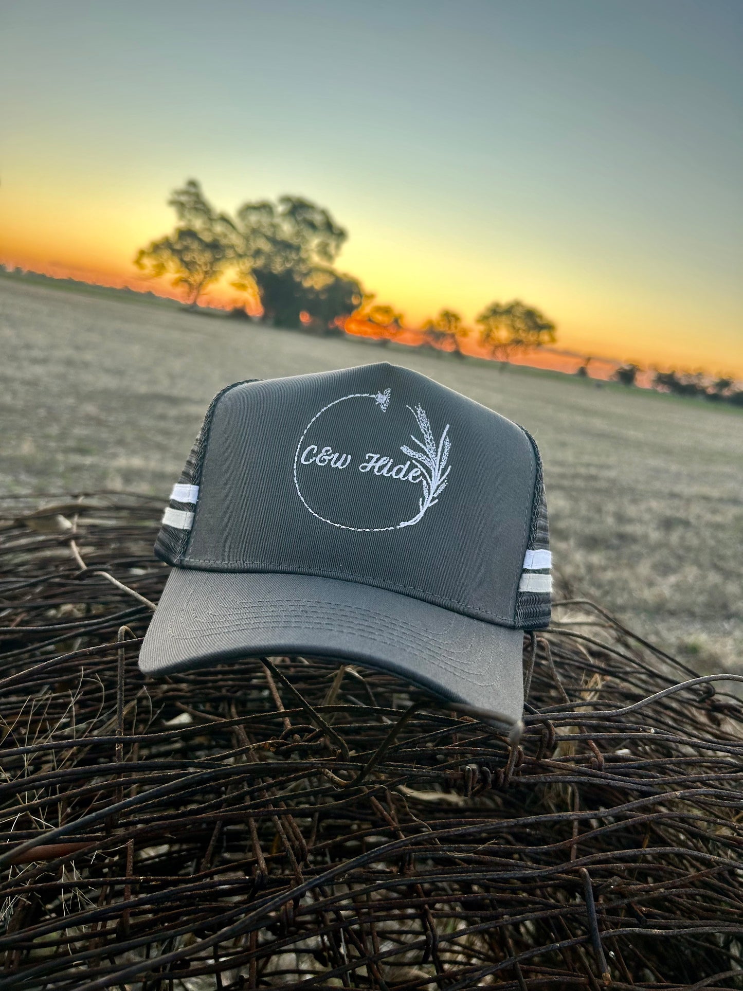 TRUCKER CAP- C&W Hide- Charcoal trucker cap