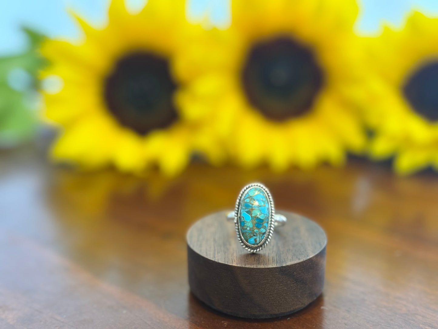Genuine Copper Turquoise•Penny• Ring