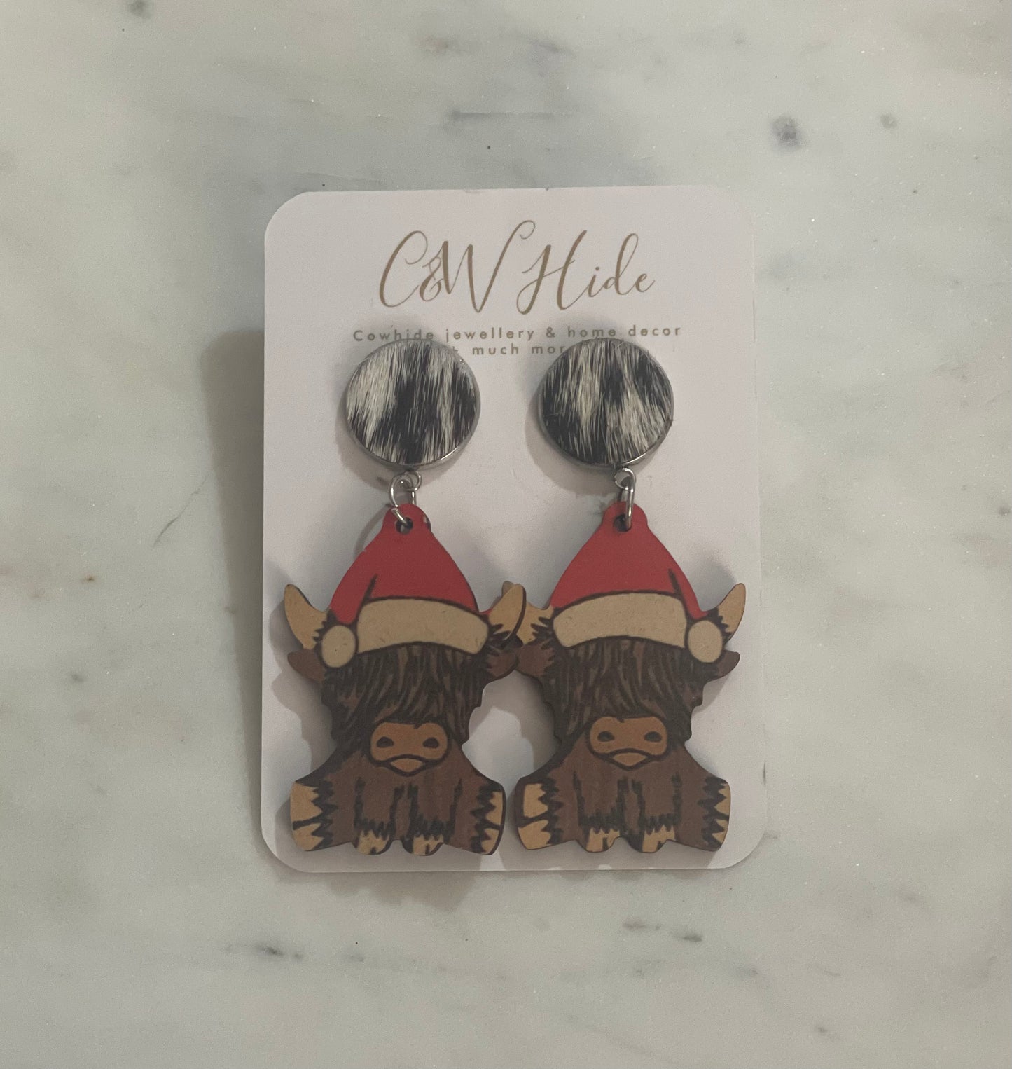 Highlander & hide Christmas earrings