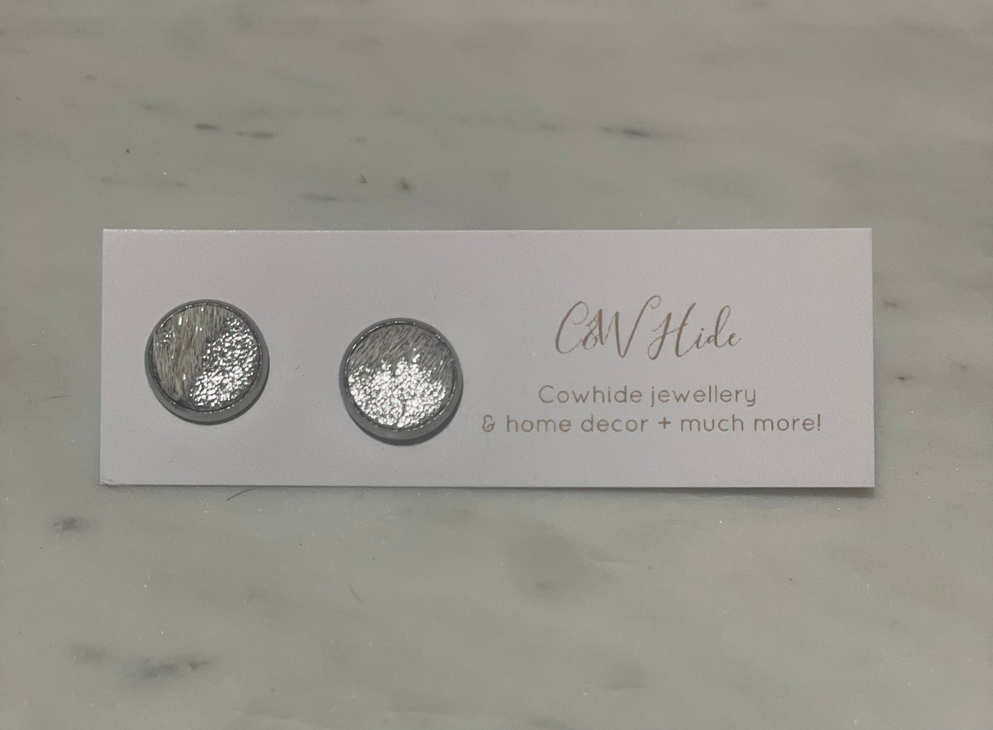 10mm silver acid washed Cowhide stud