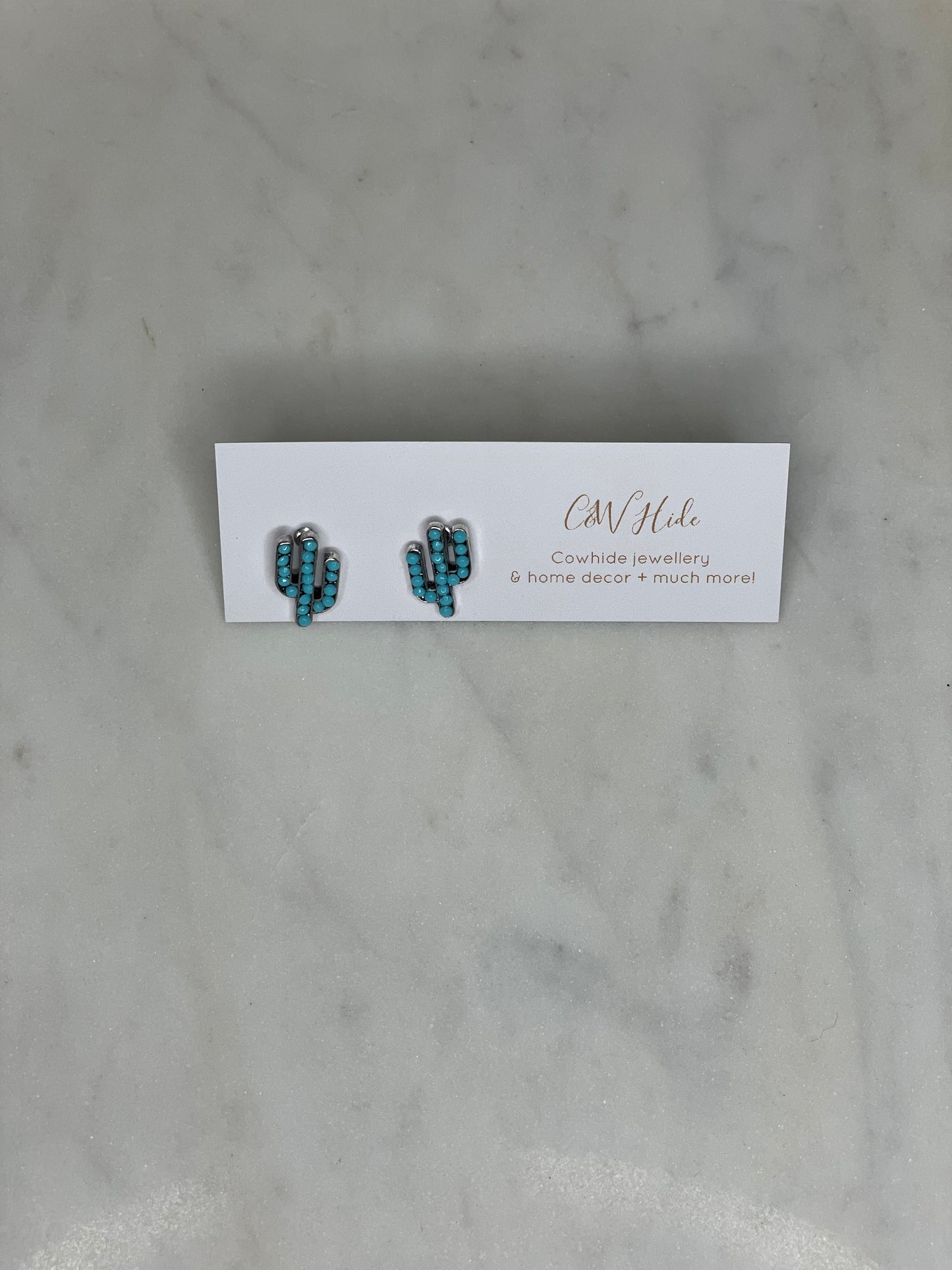 Turquoise cactus stud