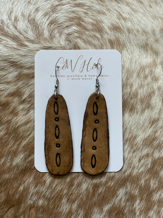 Tooled leather dangle earrings