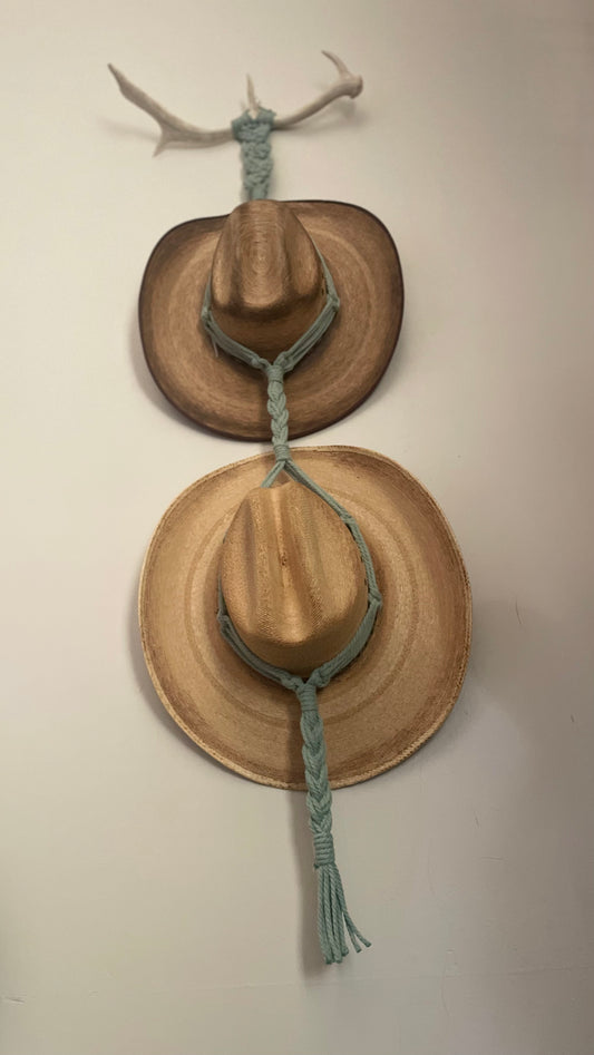 -Sage- double macramé antler hat hanger