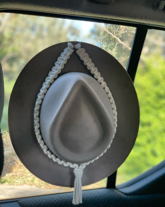 Macramé car hat hanger