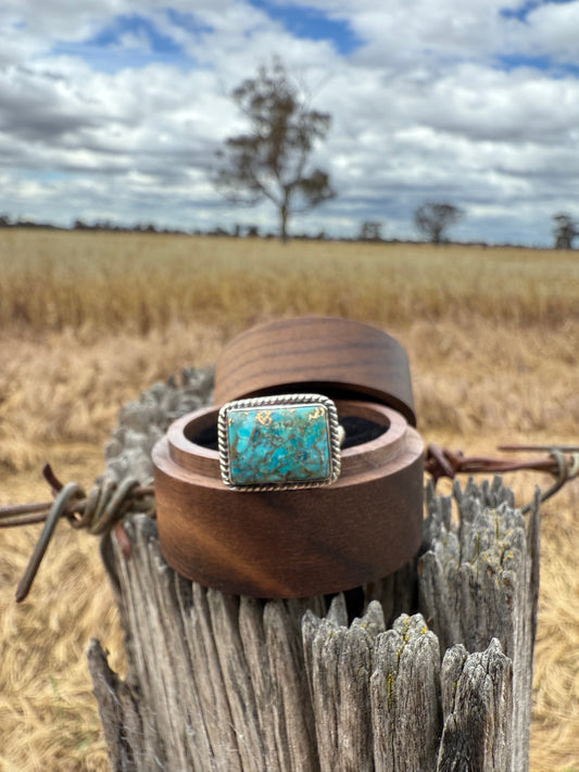 Turquoise rectangular Sterling Silver ring
