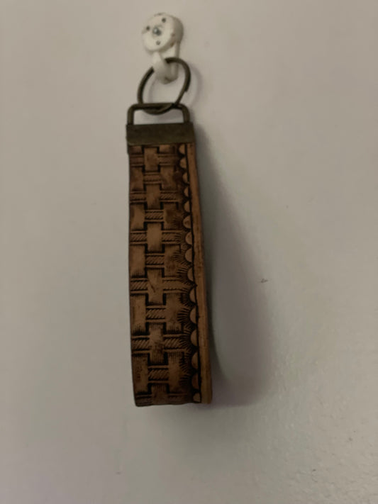 Basket stamp Leather keychain