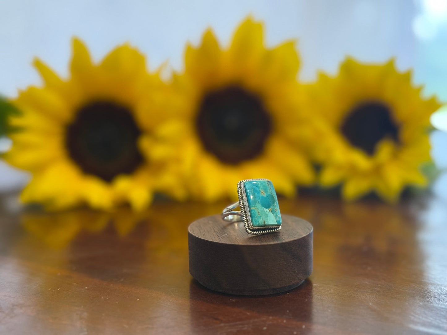 Genuine Kingman Turquoise •Adalida• Ring -XL stone