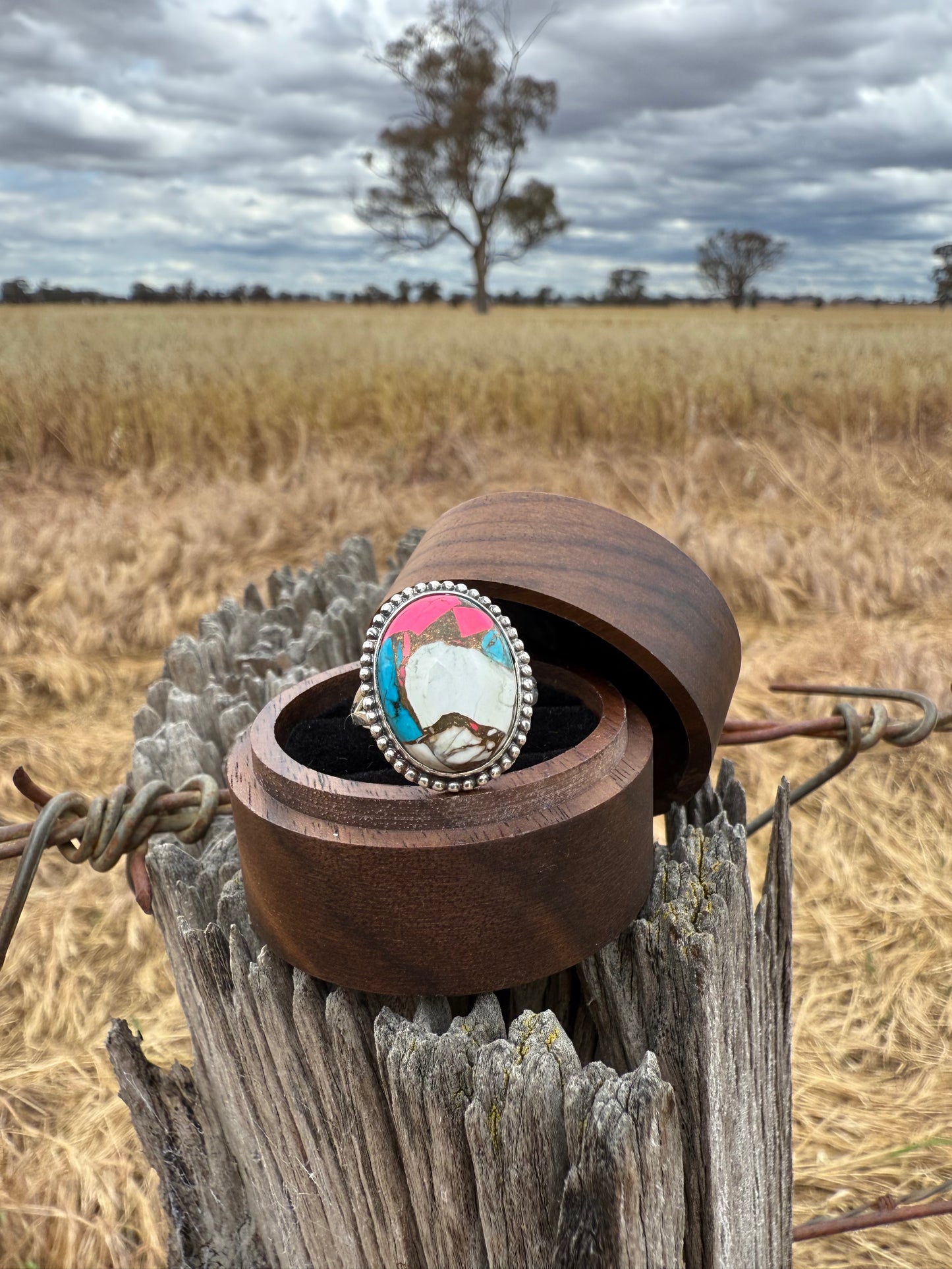 Cotton Candy Turquoise sterling silver ring