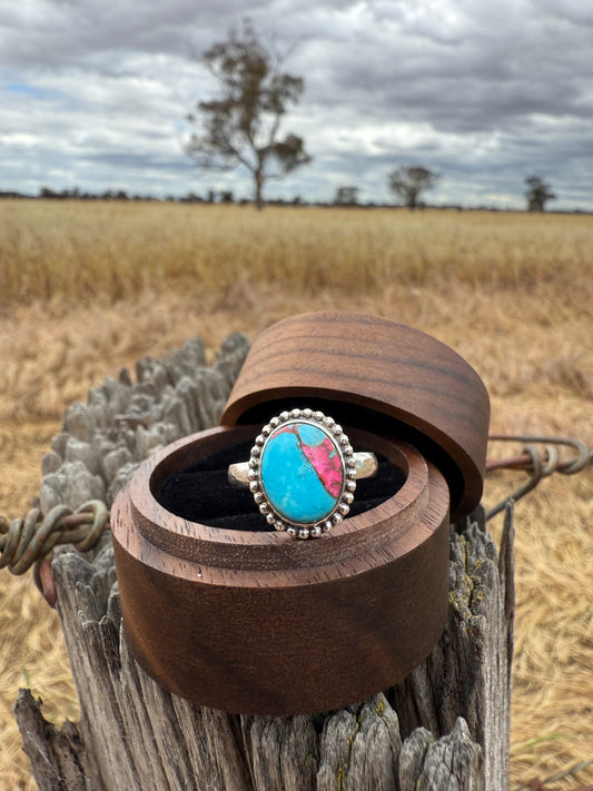 Cotton candy Turquoise sterling silver ring