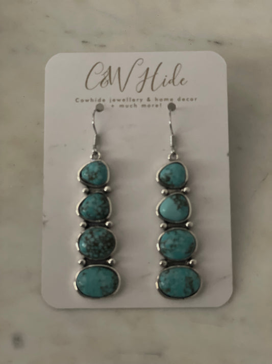 Four stone turquoise dangle earrings