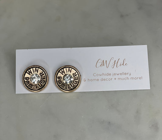 9mm Luger shell stud earrings