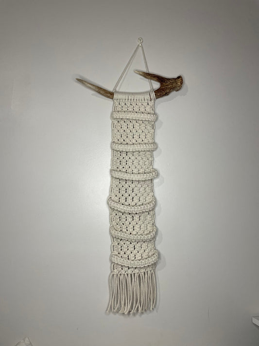 Natural Deer antler macrame six trucker hat hanger