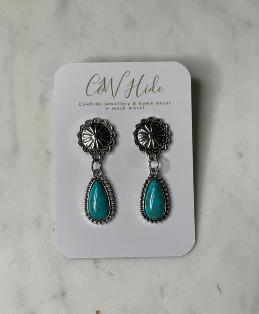 Bolo & turquoise dangle earrings