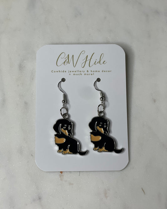 Dachshund dangle earrings