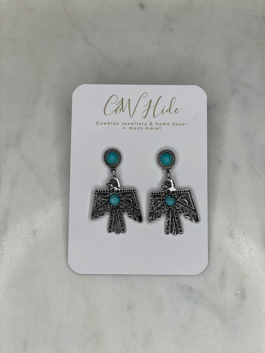 Turquoise stud & Thunderbird drop