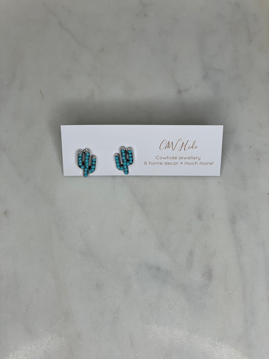 Turquoise cactus stud