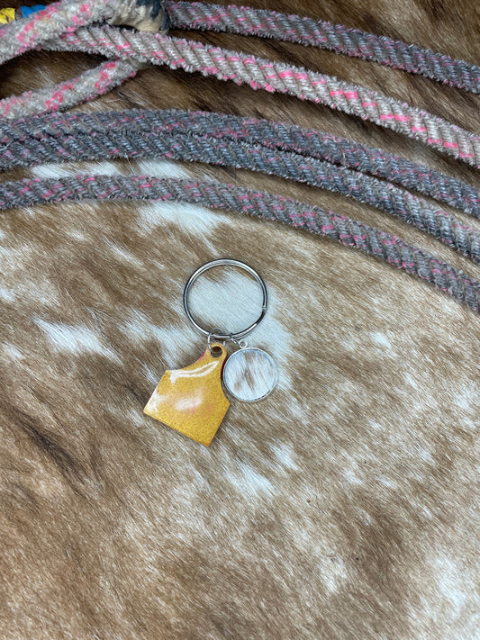 Gold resin cattle tag & hide key ring