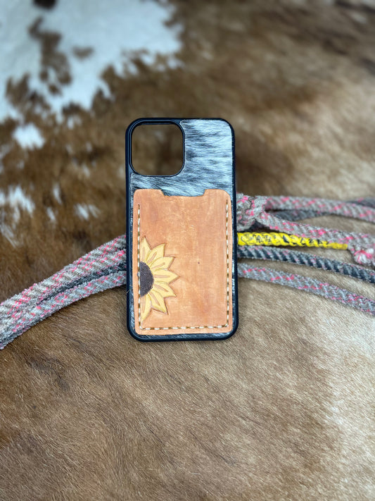 Hide with tooled leather card holder iPhone 14 pro max iphone case