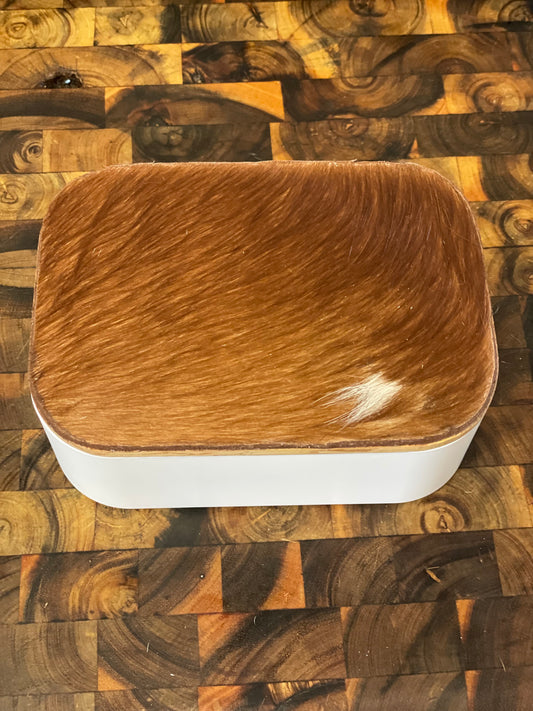 Cowhide jewellery box with mirror